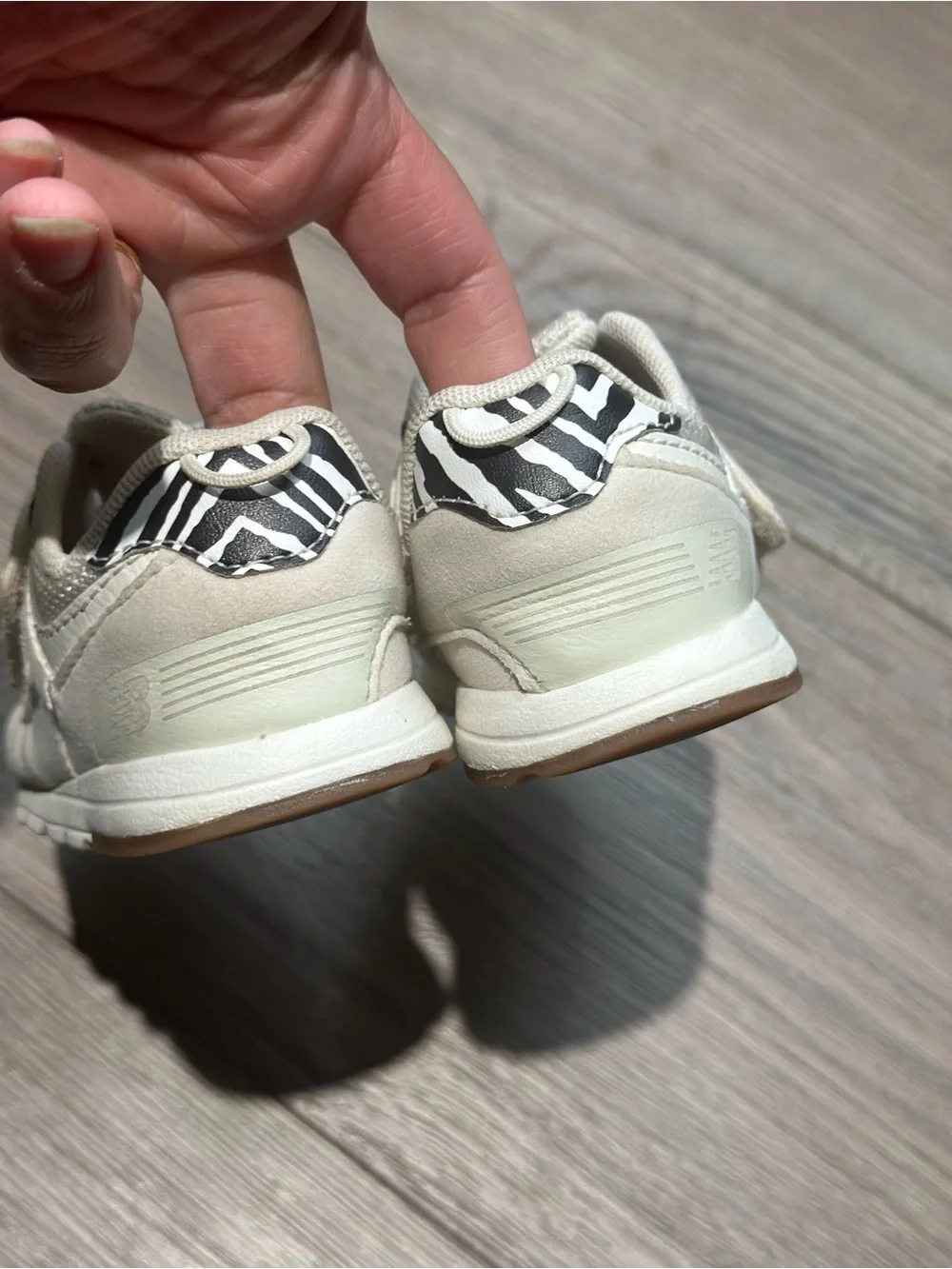 New Balance Cream & Black Kids' Velcro Sneakers